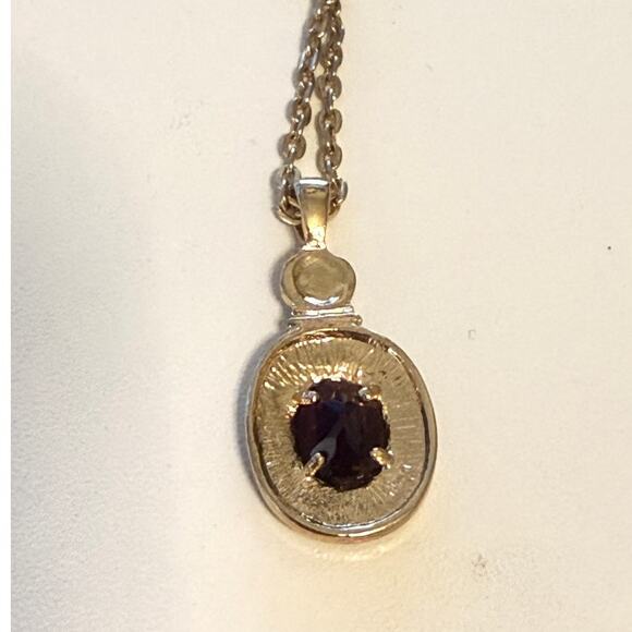 Jewelry Necklace Spiral Pattern Garnet Gem Stone 10" Length Art Deco Design - Picture 6 of 7